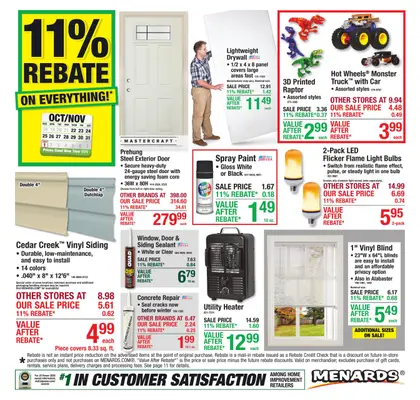 Menards 11% Rebate* Sale