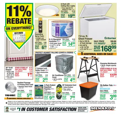 Menards 11% Rebate* Sale