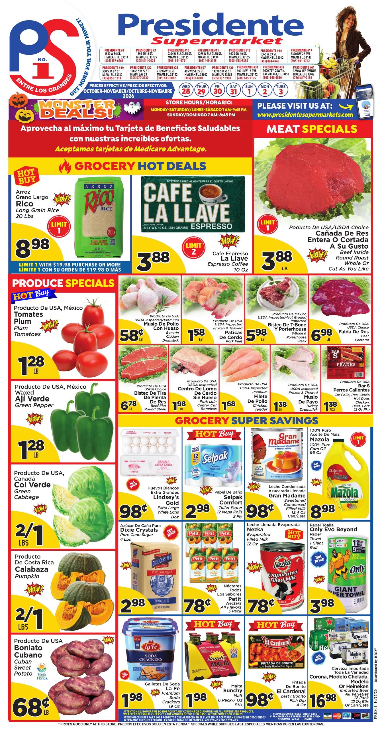Presidente Supermarkets weekly ad page 1