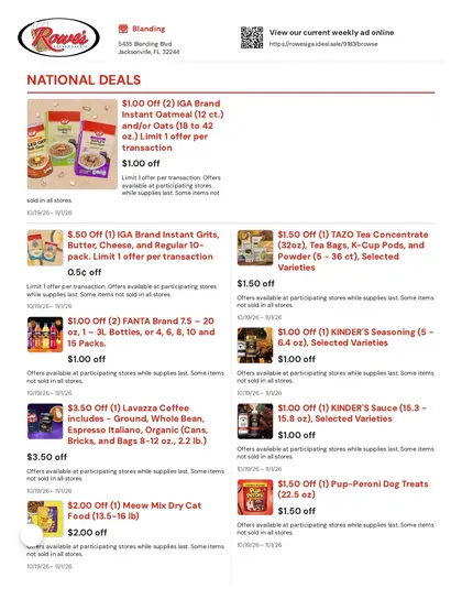 Rowe's IGA Supermarkets Weekly Ad